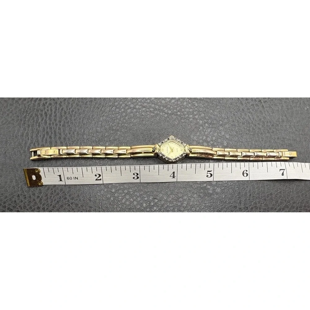 Vintage Elgin Genuine Sapphire Quartz Watch Gold Tone Untested Needs Battery